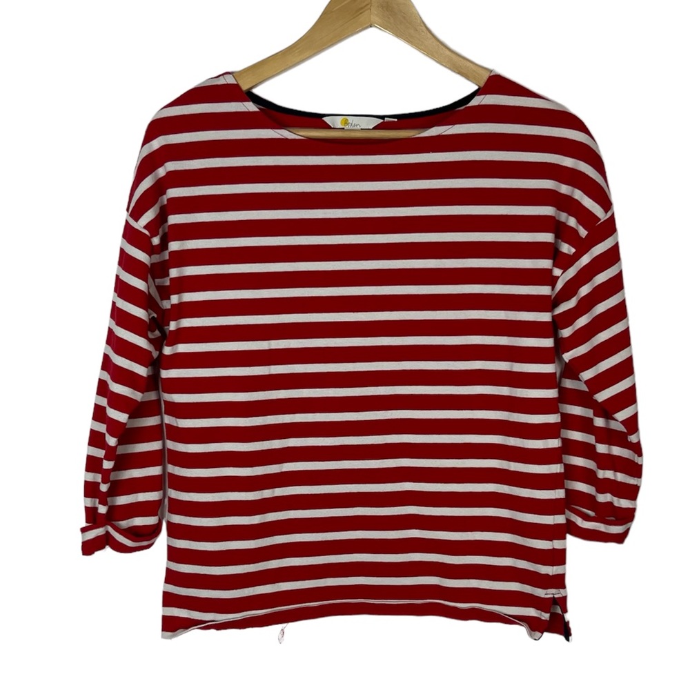 Boden Boyfriend Bretton Red White Striped Top